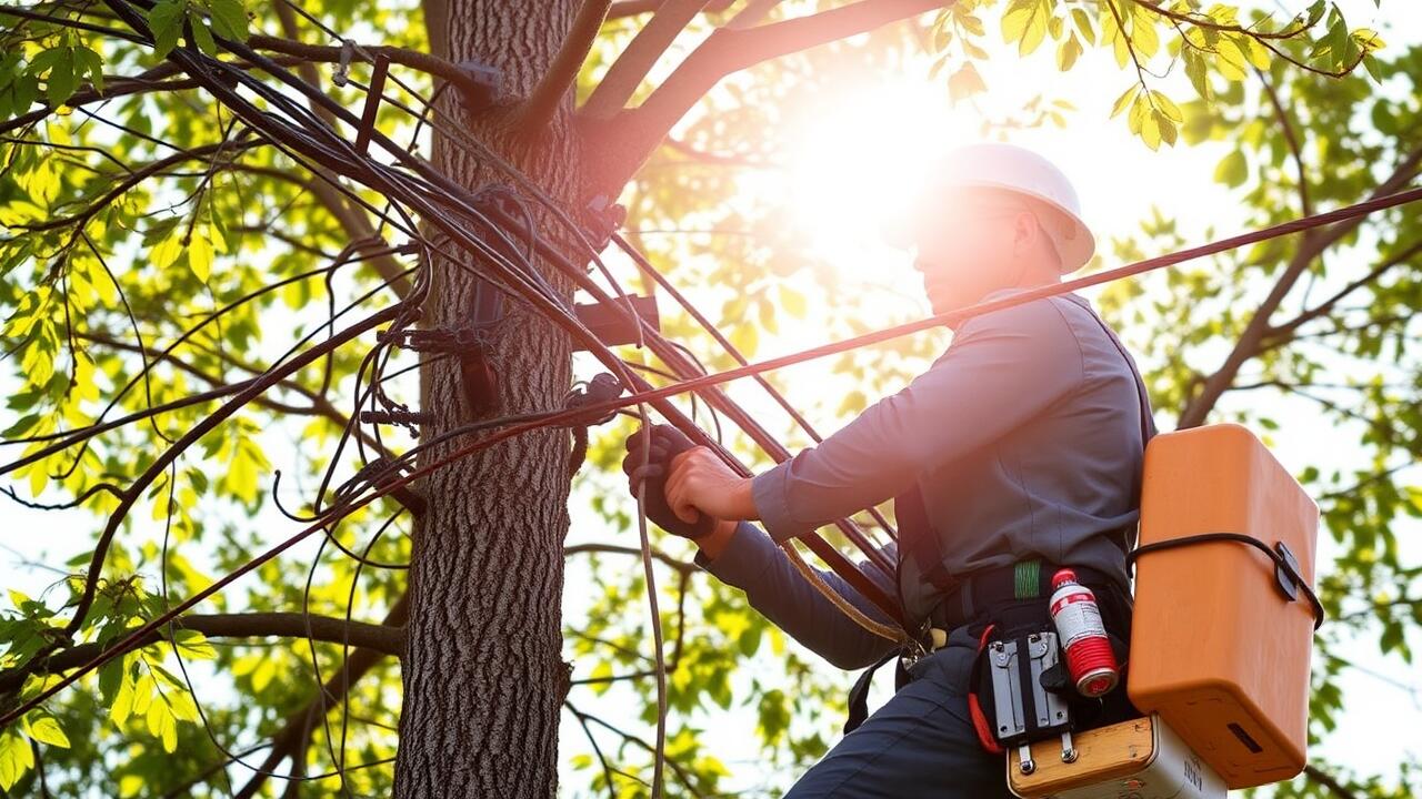 Who to call to trim trees around power lines?