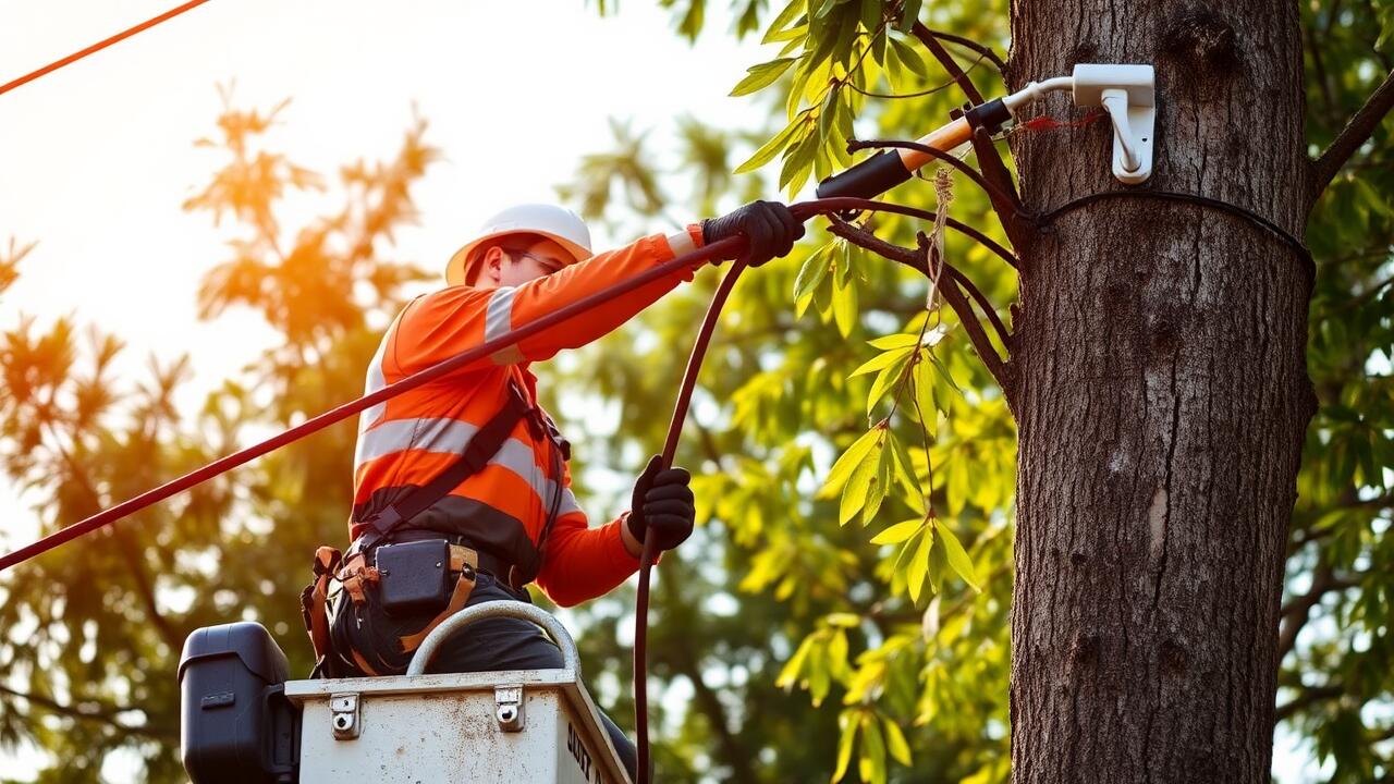 Who to call to trim trees around power lines?