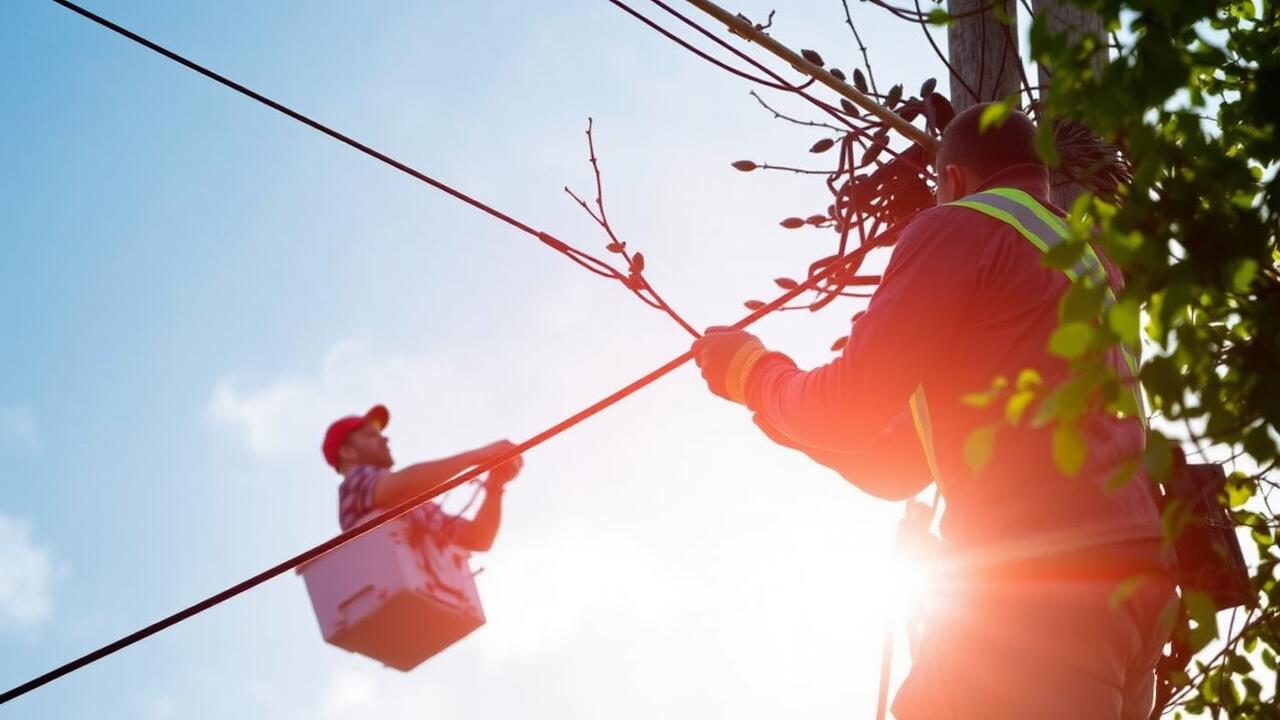 Who to call to trim trees around power lines?