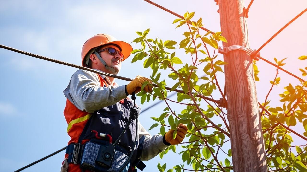 Who to call to trim trees around power lines?