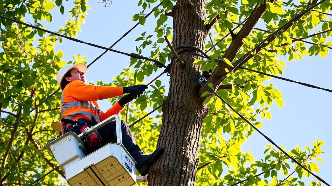 Who to call to trim trees around power lines?